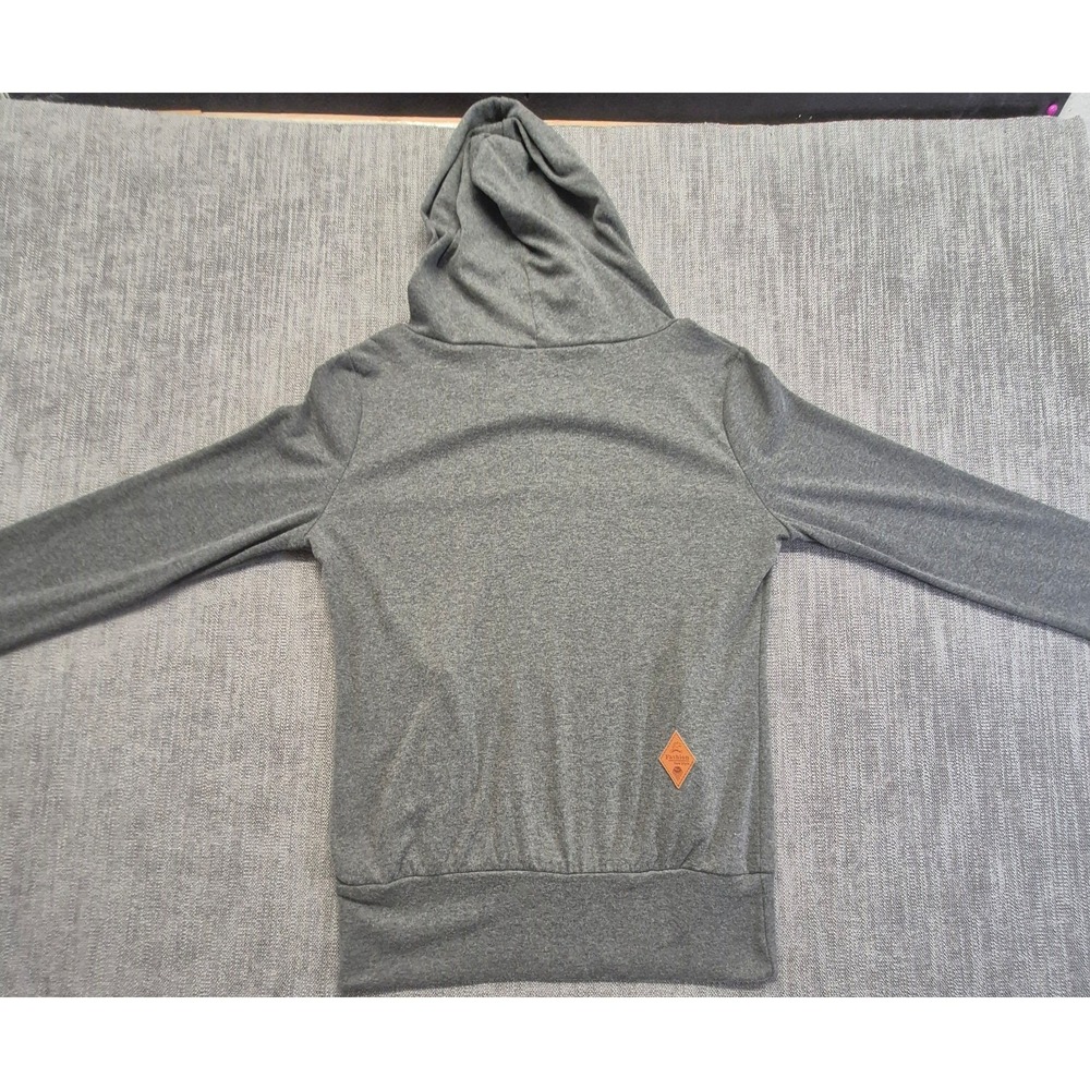 Gerui Si women's gray cowl neck hoodie LG Wolf Logo Thumb Holes Pullover - Picture 9 of 14